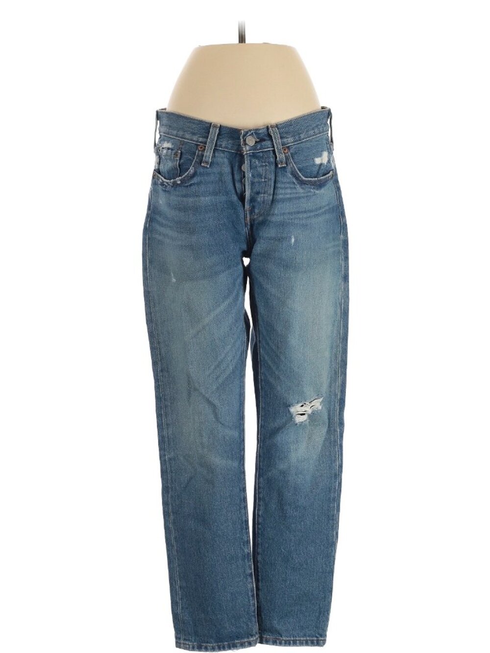 LEVI’S 501 ORIGINAL DISTRESSED STRAIGHT LEG JEANS